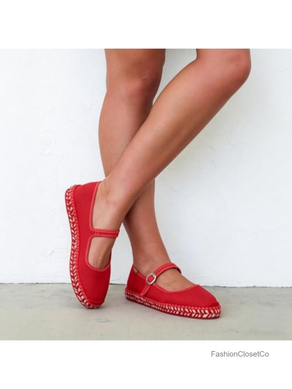 Women's Woven Ballet Flats Espadrilles Mary Jane Canvas Platform Flats - Picture 6 of 6